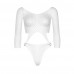 Leg Avenue Top Bodysuit with Thong White UK 6 to 12